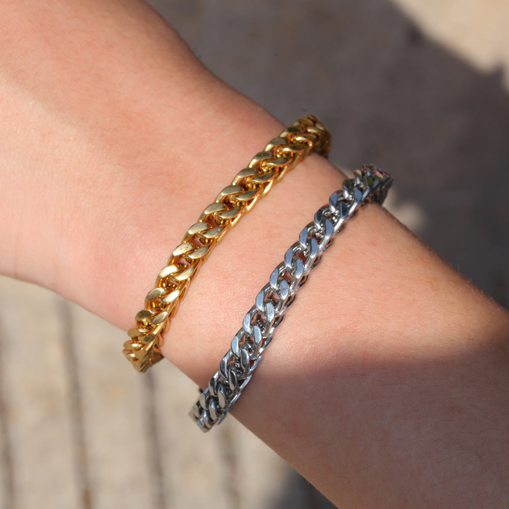 Bracelet Hip Hop Simple 6mm Stainless Steel Bracelet Vintage St. Valentine's Spectrum