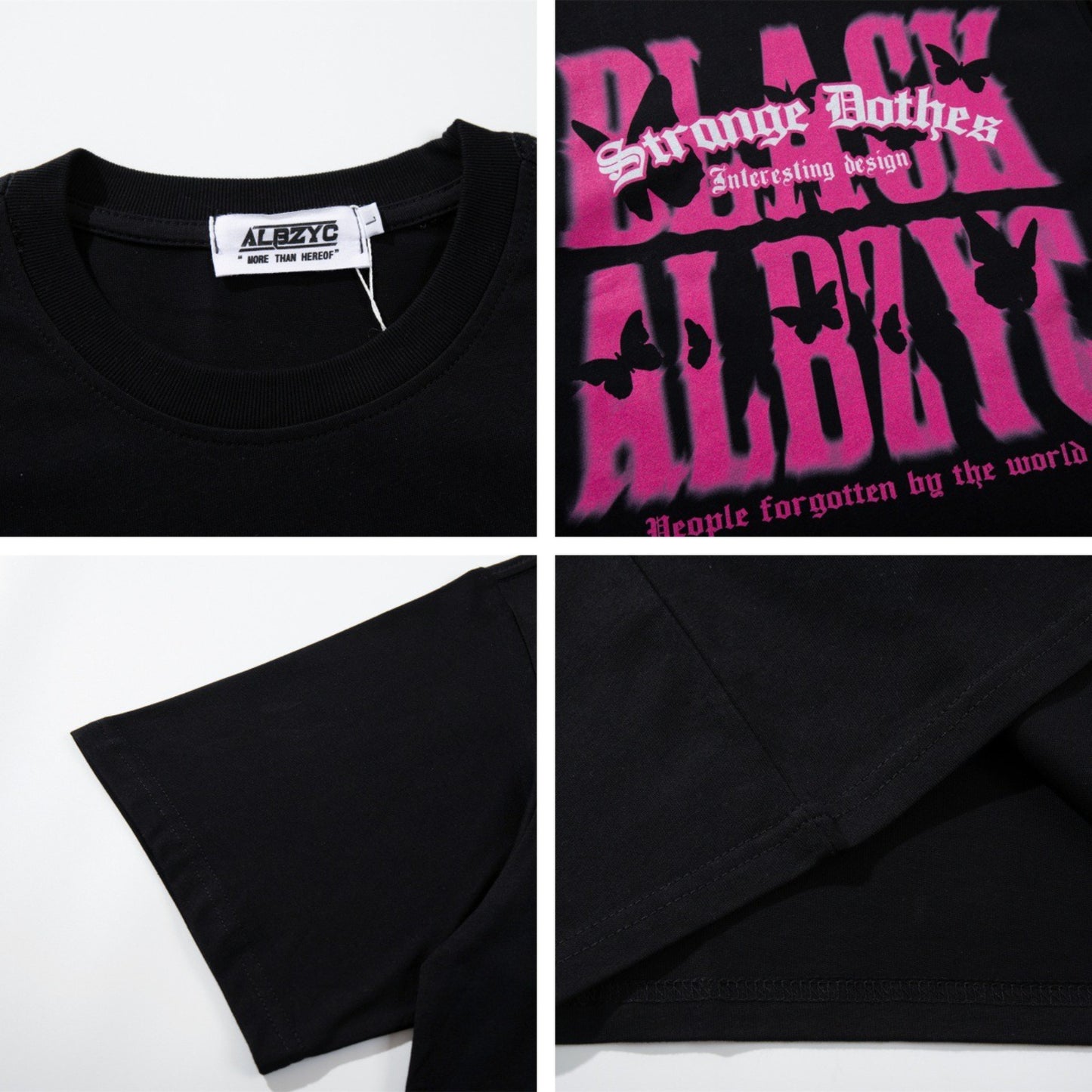 USA Vintage T-Shirt Vintage Graffiti Butterfly Letter Male Summer
