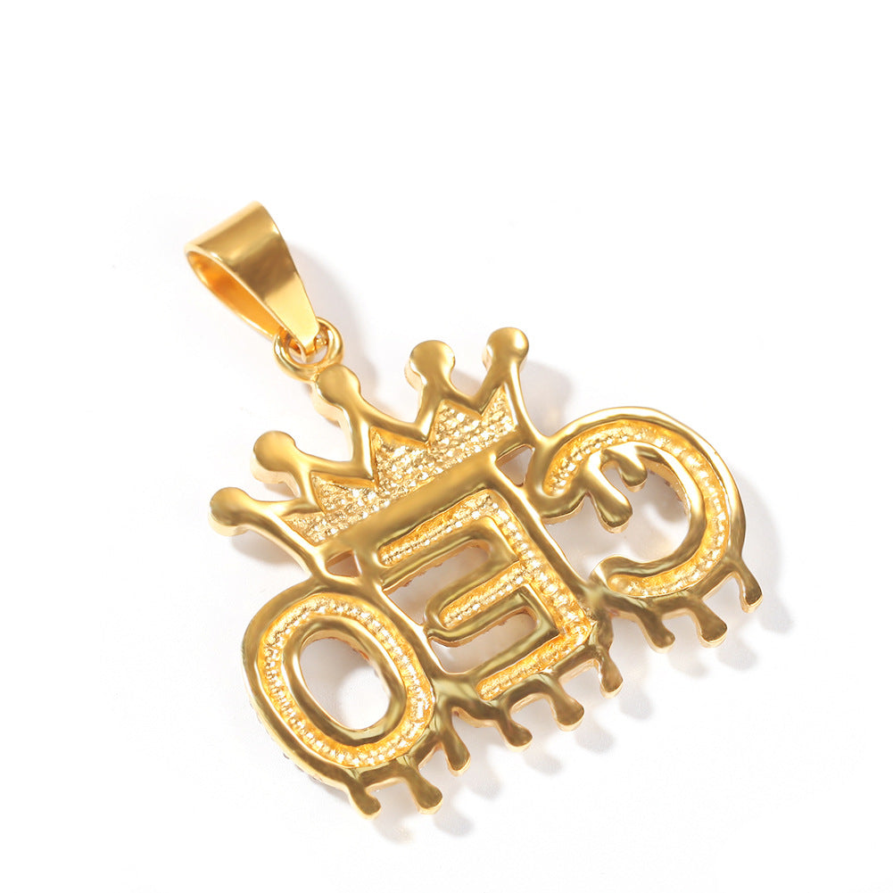 Jewelry Full Diamond Crown CEO Letter Necklace Alphabet Pieces Royalty