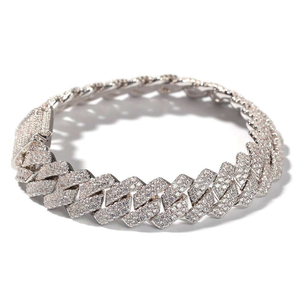 Bracelet Microencrusted Zircon Bracelet Bar Cuban Bracelet Spectrum St. Valentine's
