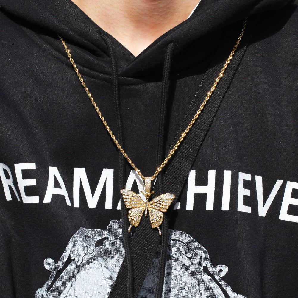 Jewelry Miniature Zircon Butterfly Pendant HIPHOP Necklace Animal Spectrum Angel Pieces