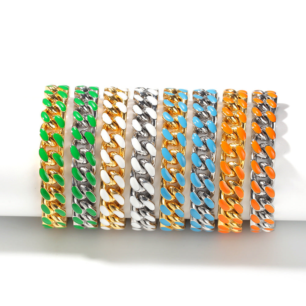 Bracelet Hip Hop Stainless Steel Color Drip Vintage Fashion Bracelet Jesus Pieces Spectrum