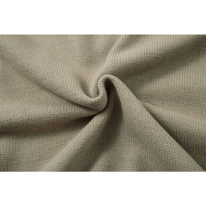 Casual Street Wear Vintage V-Neck Knitted Polo Shirt Short Lapel T-Shirt