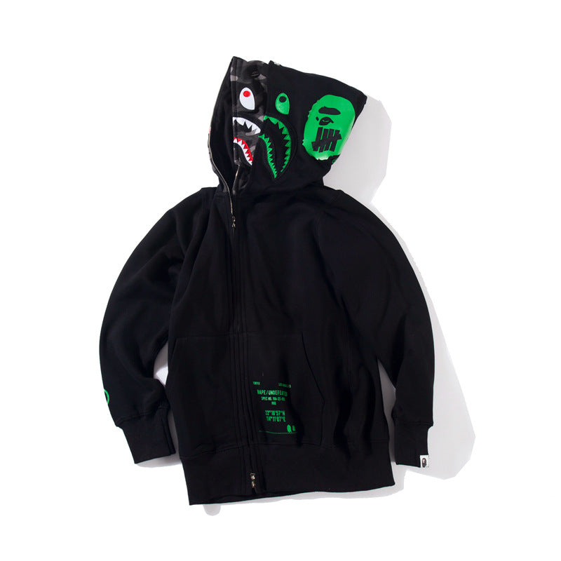 Ape Hoodie Zip Cardigan Double Hat Shark Sweater Jacket