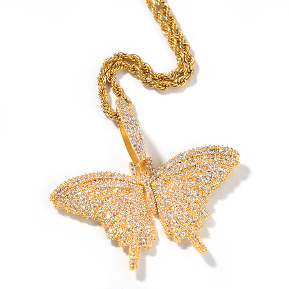 Jewelry Copper Zircon Colored Butterfly Pendant Necklace ins Animal St. Valentine's Spectrum