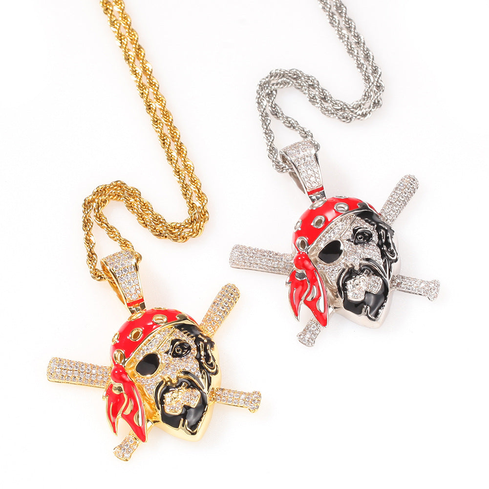 Jewelry Miniature Zircon Colored Skull Pirate Pendant Punk Skull Pieces Jesus Pieces