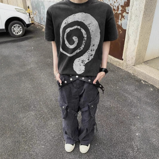 Streetwear Eua t shirt Mickey washed old printed short sleeve t-shirt
