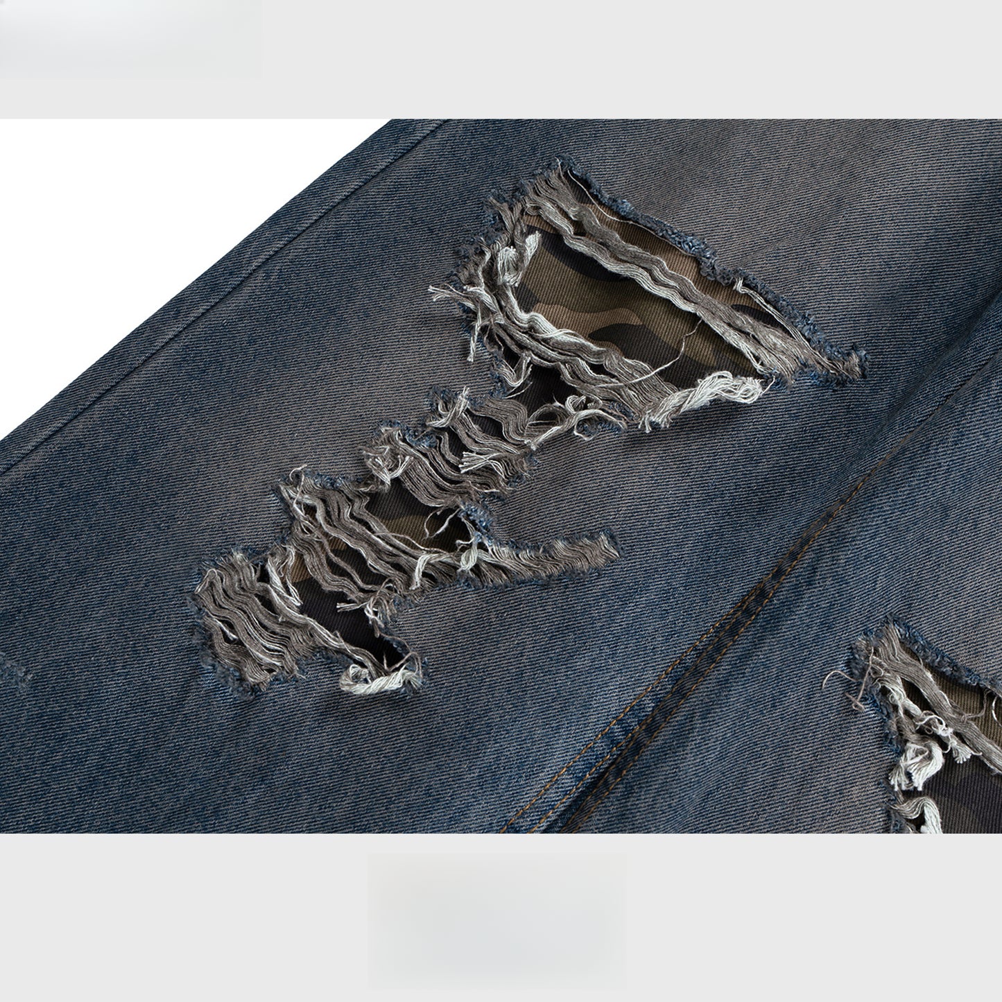 Rock Revival Jeans Camouflage Ripped Pants Washed Old Straight Jeans