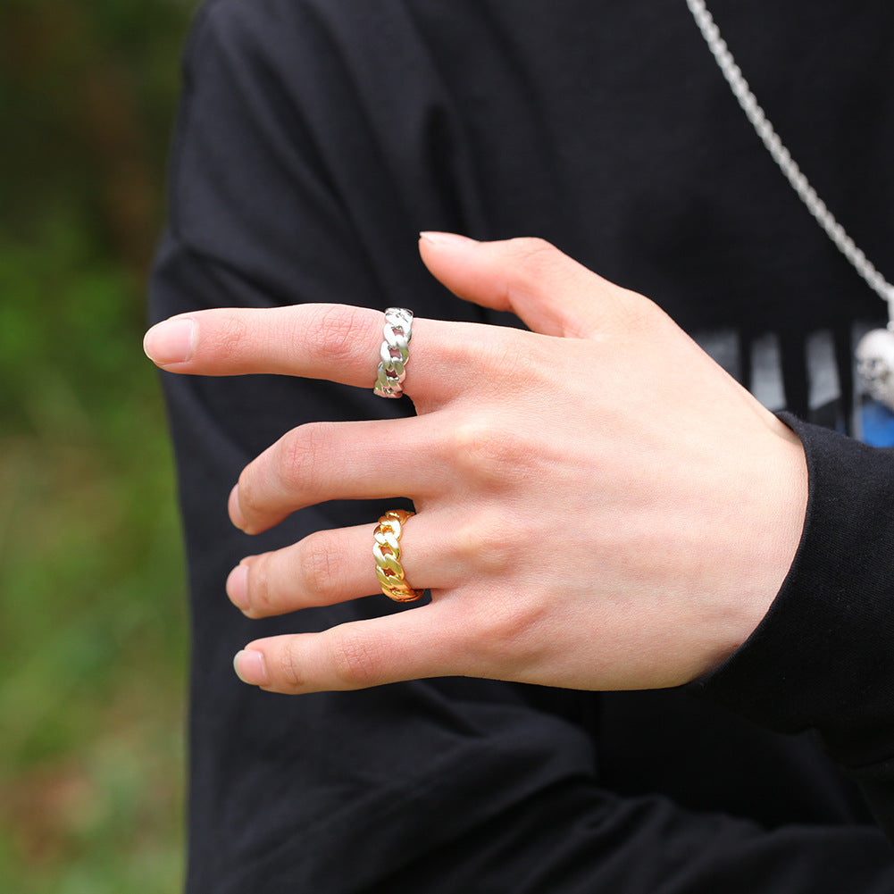 Rings Glossy Cuban Chain Ring Copper St. Valentine's