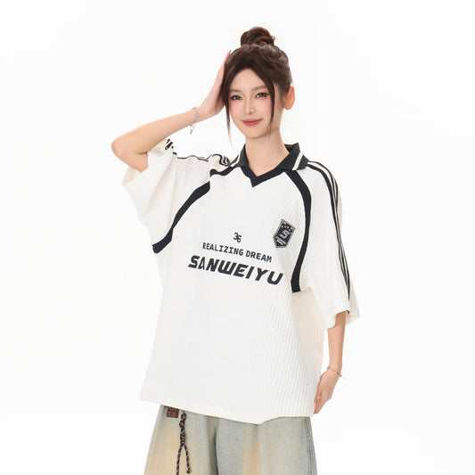 Racing oversized t shirt short sleeve polo summer sports casual racing style t-shirt