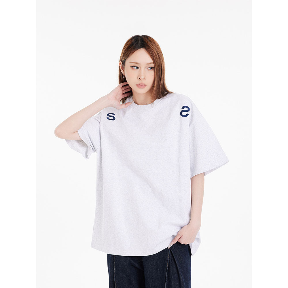 Nostalgia T Shirts Vintage Letter Embroidery Crew Neck Short Sleeve T-Shirt