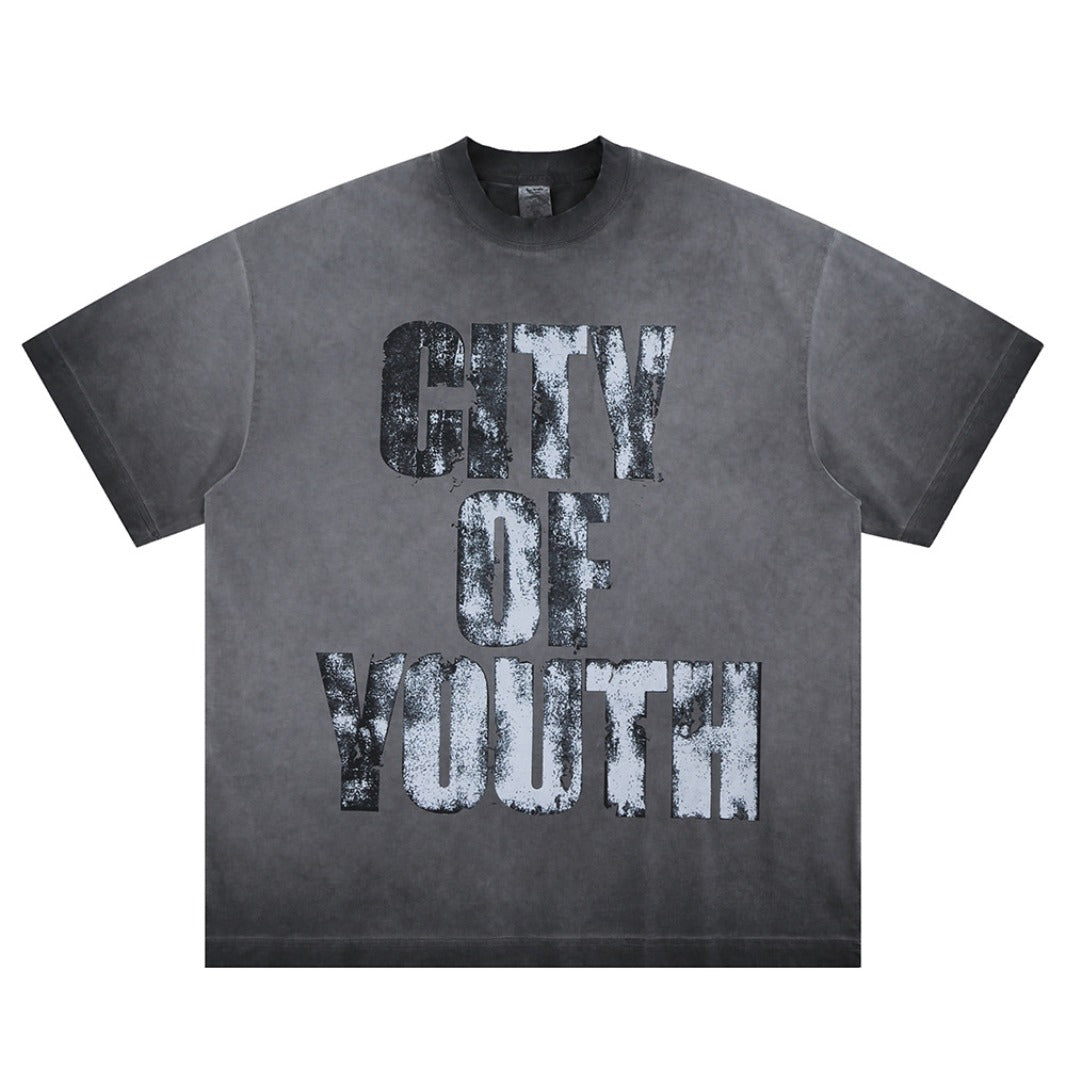 Vintage 90s Hip Hop Clothing Summer gradual change Crew Neck Short Sleeve T-Shirt