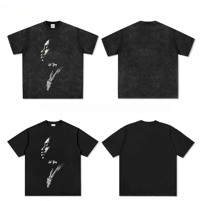 Cool t rapper Vintage Lil Tjay Print Short Sleeve T-Shirt