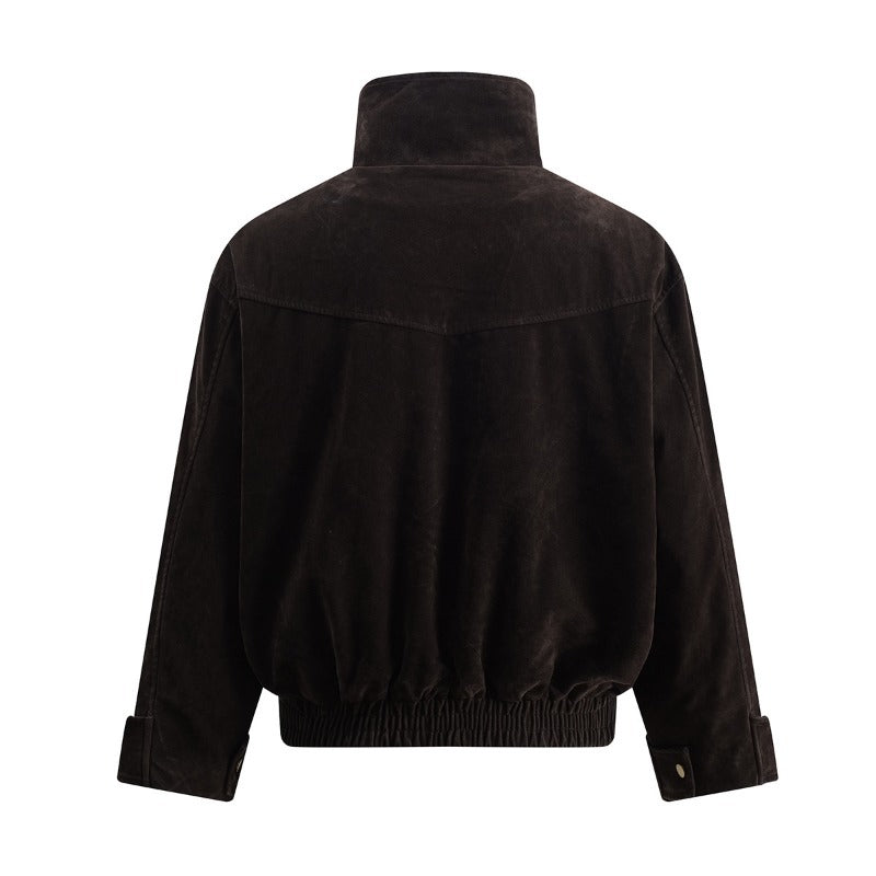 Unisex Down Jacket Autumn Vintage Suede Cotton Jacket