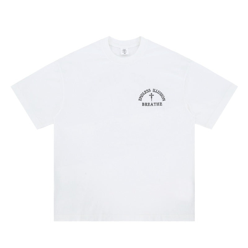 Vintage 90s Hip Hop Clothing Summer Embroidery Casual Short Sleeve T-Shirt