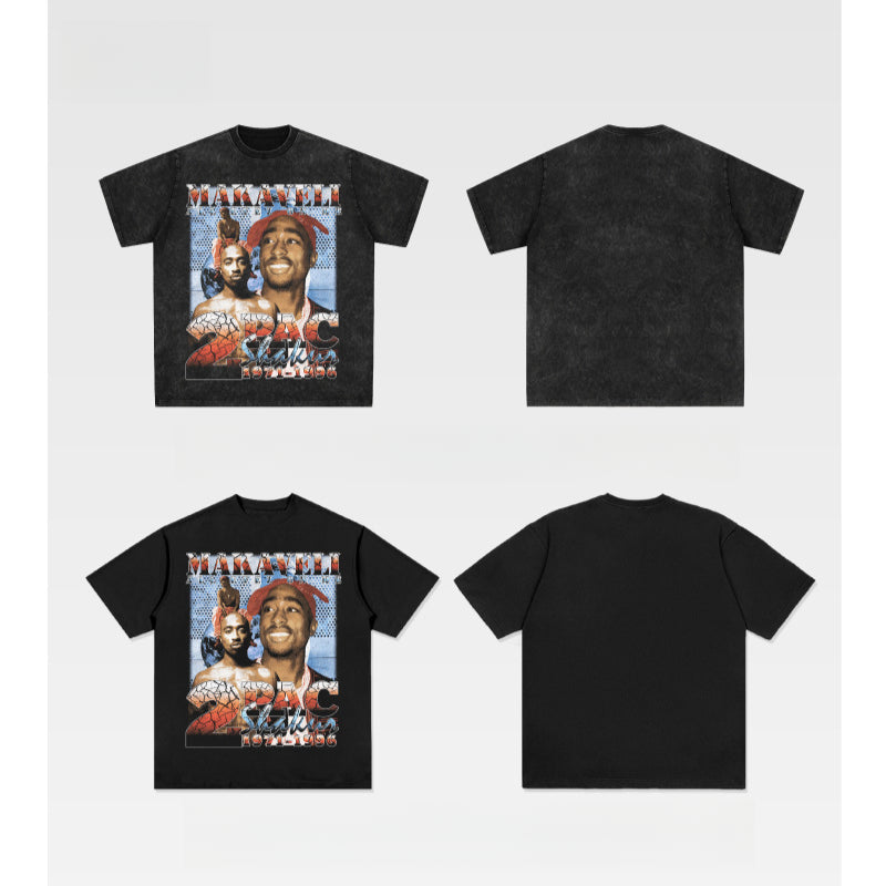Cool t rapper vintage hip hop tupac print long sleeve short sleeve t-shirt