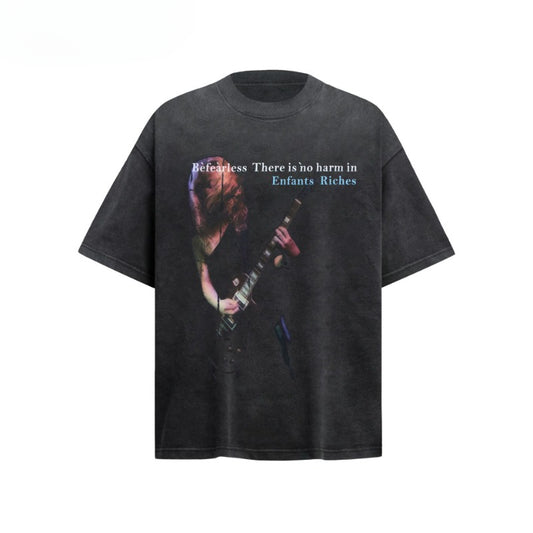 80s And 90s Vintage T Shirts Vintage Washing Water Old Rock Hand Short Sleeve T-Shirts