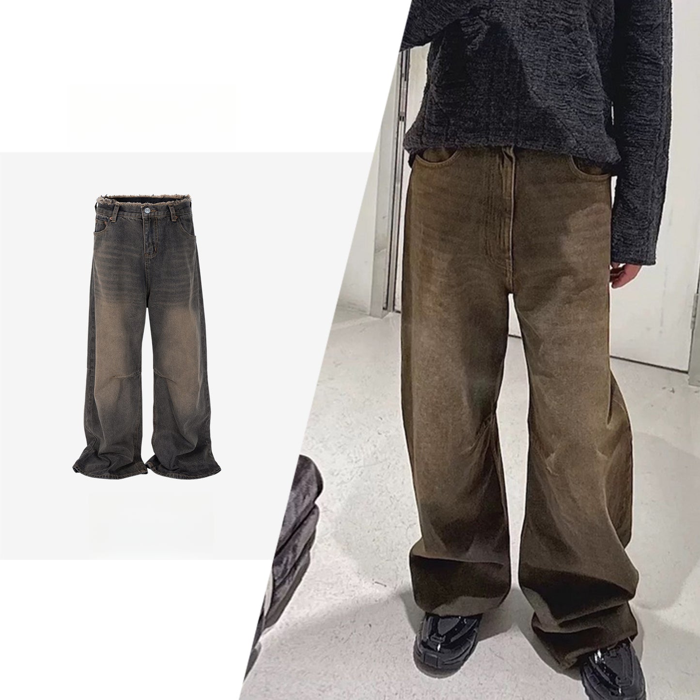 Rock Revival Jeans Old Straight Jeans Loose Casual Wide Leg Pants