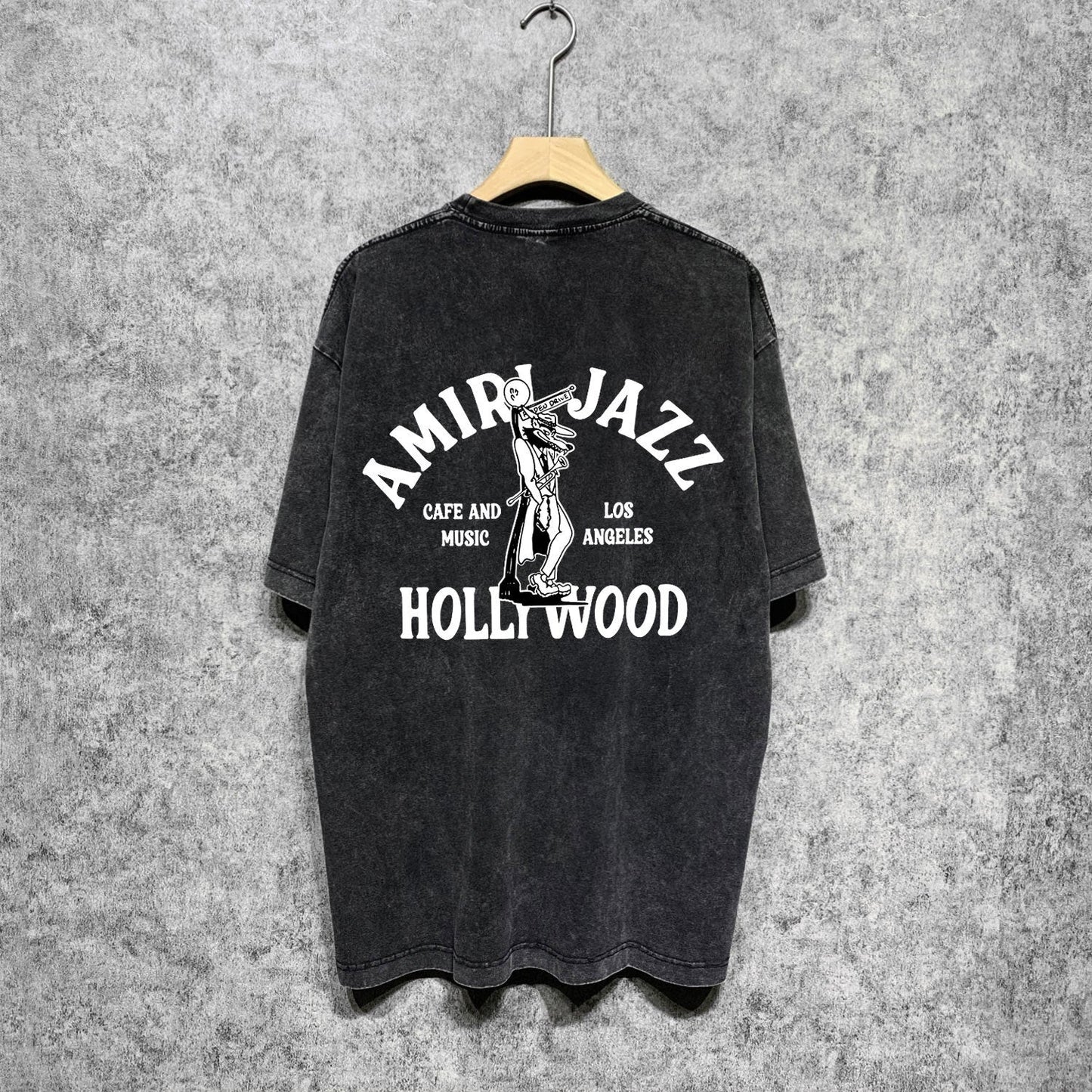 Amiri washed t-shirt wolf music short sleeve