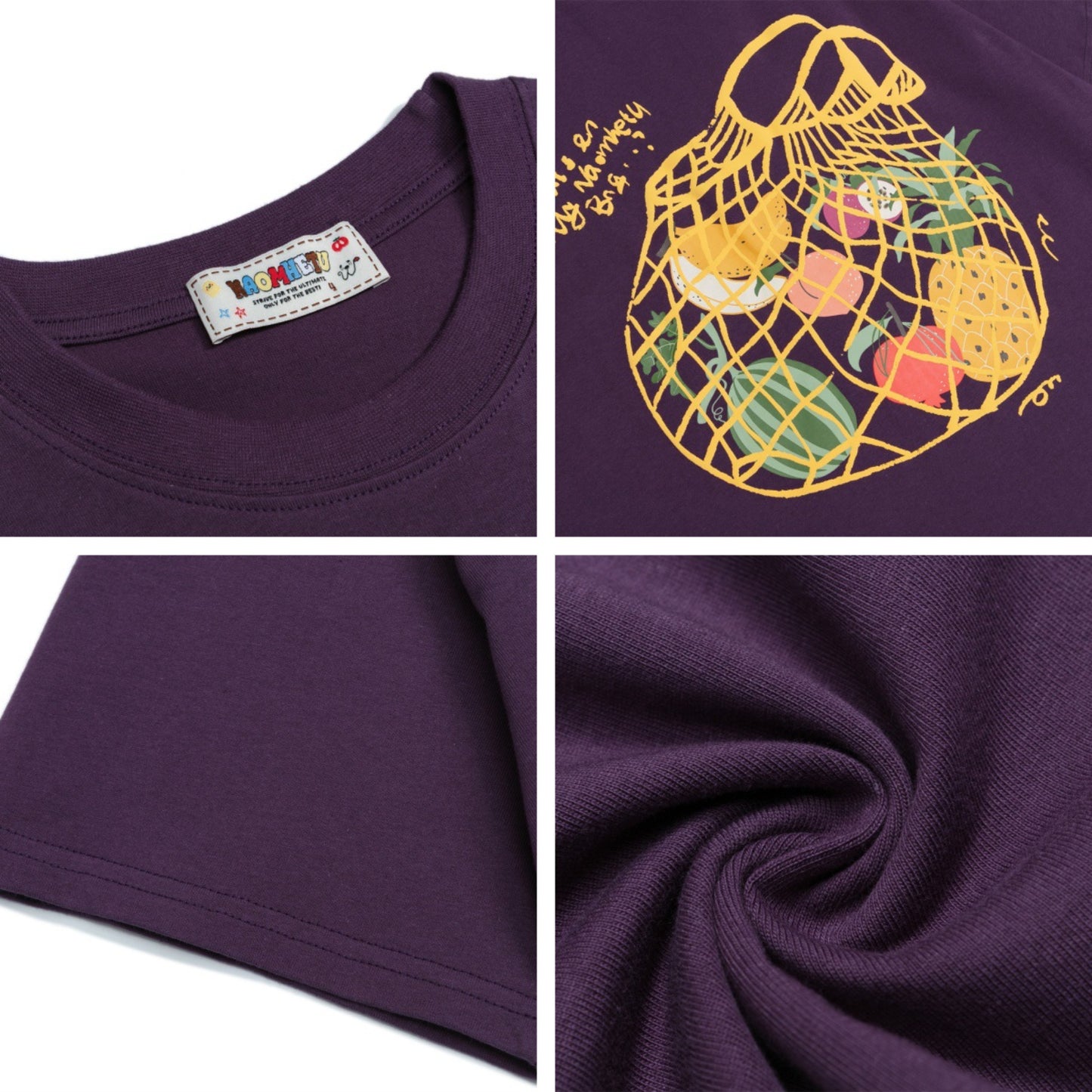 Vintage tarz t shirt fruit print short sleeve t-shirt oversize summer casual top