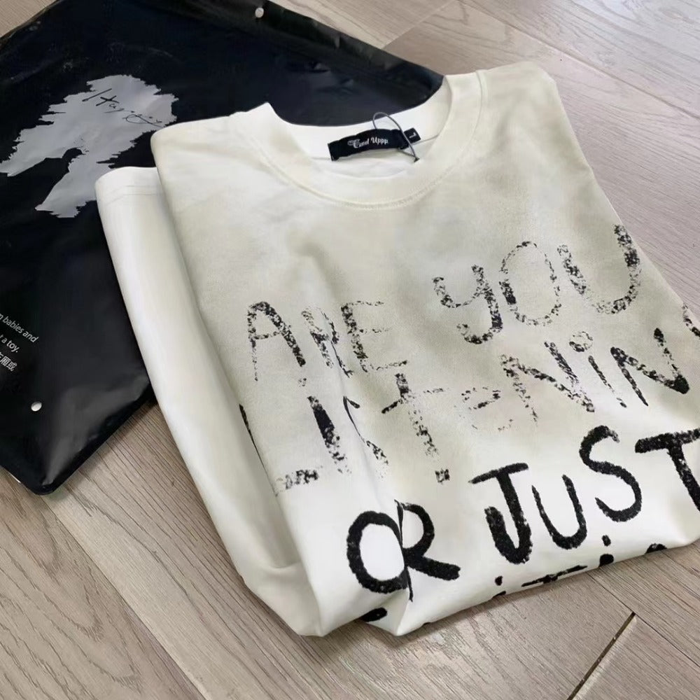 Streetwear Eua t shirt make old loose retro cleanfit short sleeve t-shirt