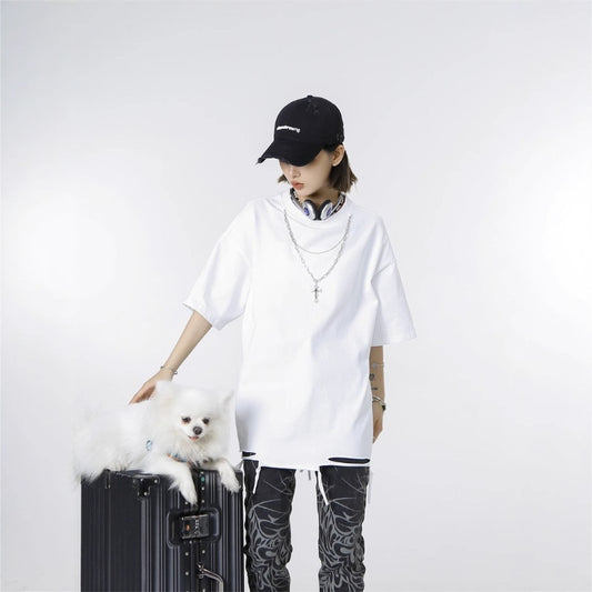 Camisas Retros Necklace Short Sleeve T-Shirt