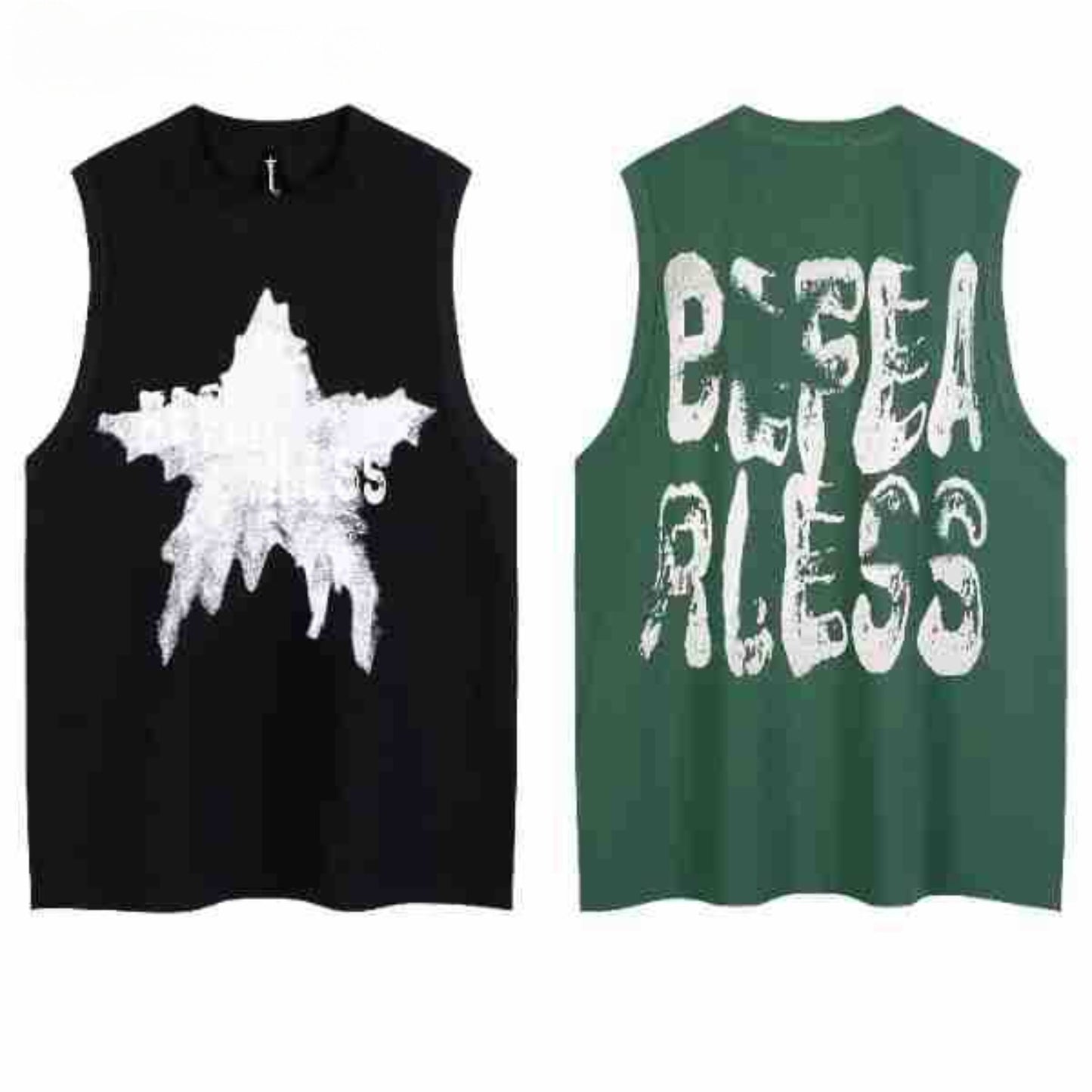 80s And 90s Vintage T Shirts Printed Vest Sleeveless Summer Loose