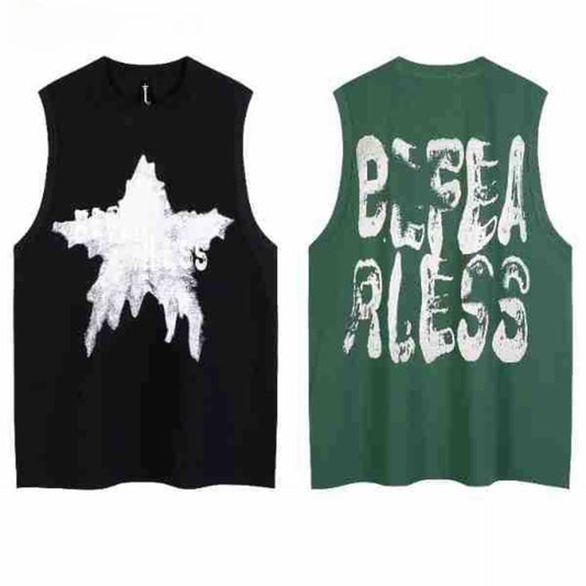 80s And 90s Vintage T Shirts Printed Vest Sleeveless Summer Loose