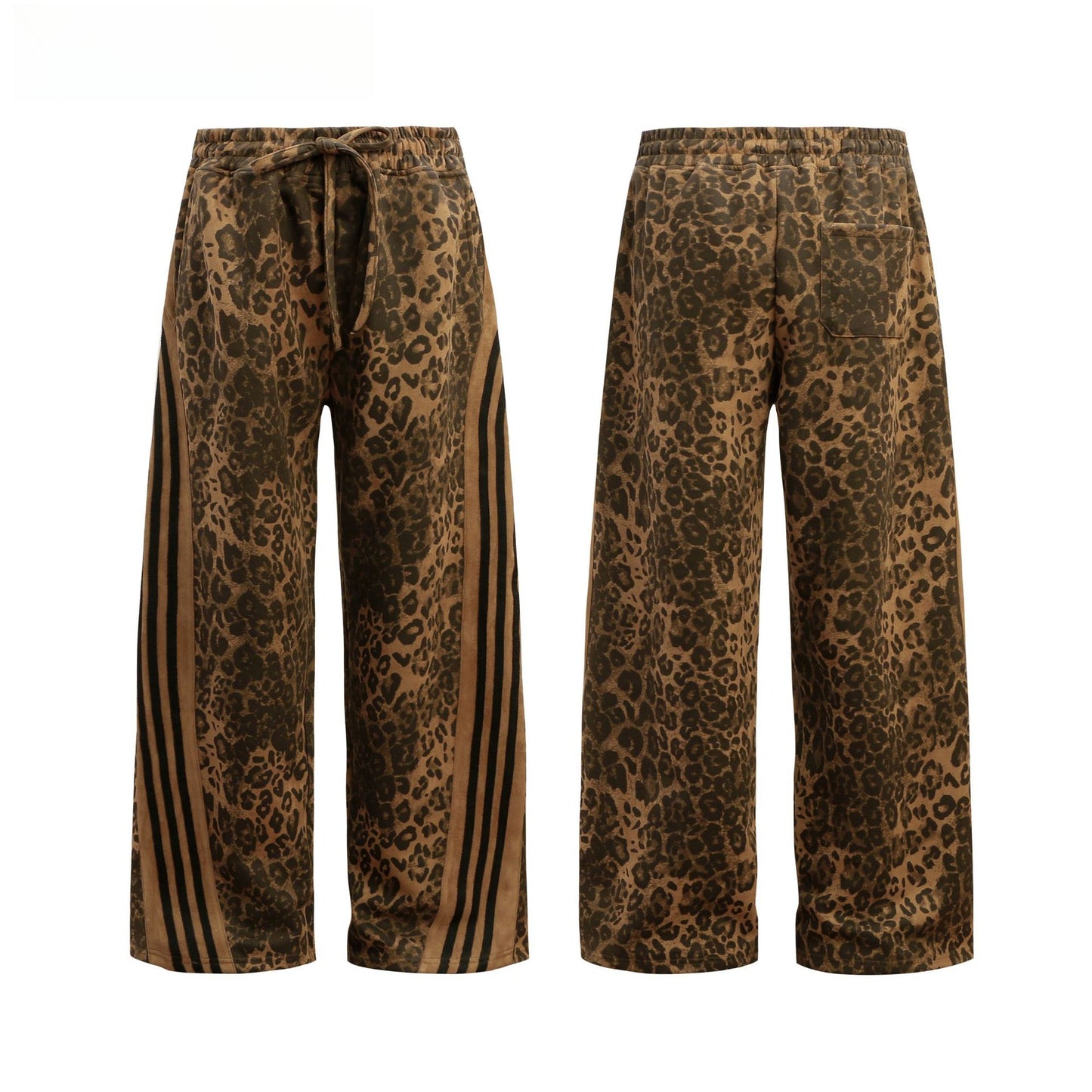 Hip Hop Pants For Boys Vintage Leopard Overalls Casual Loose Straight Pants