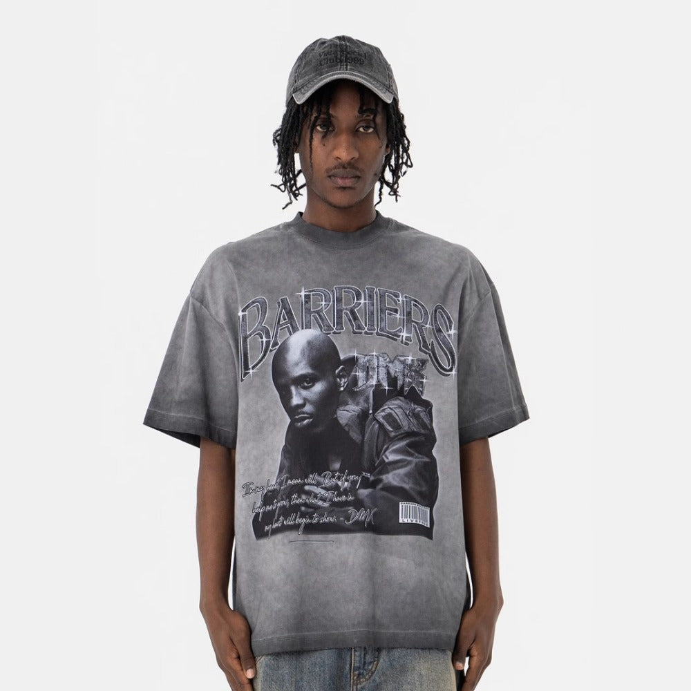 Vintage College Shirts Summer Hip Hop Rapper Print Short Sleeve T-Shirt