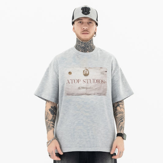 Vic Streetwear Summer Vintage Crew Neck Short Sleeve T-Shirt