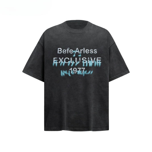 80s And 90s Vintage T Shirts Vintage Washing Water Old Alphabet Printed Short Sleeve T-Shirts