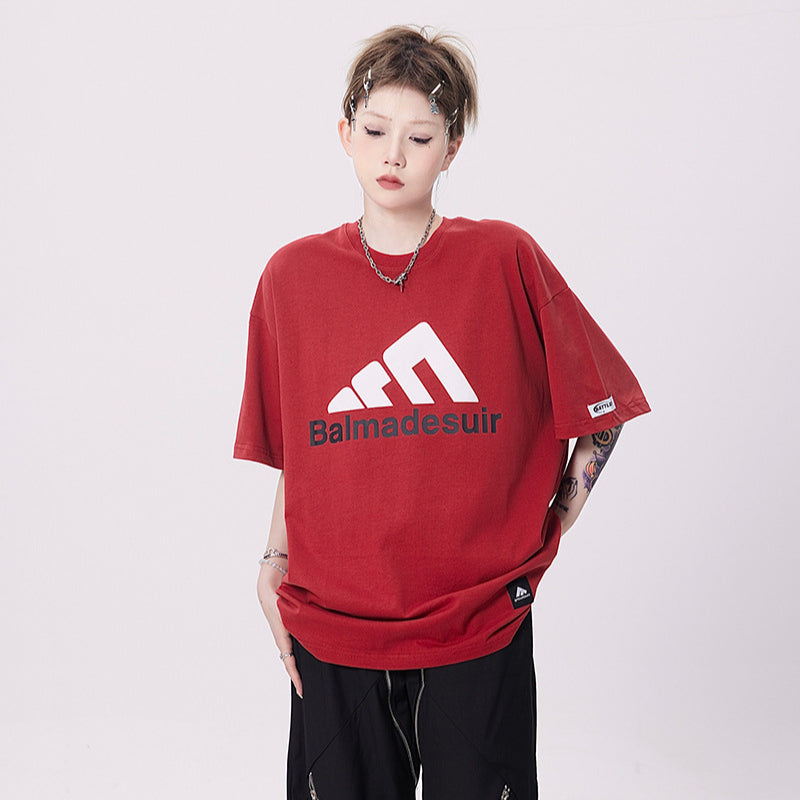 Vintage T Shirts Hip Hop Letter Print Short Sleeve T-Shirt Summer Loose