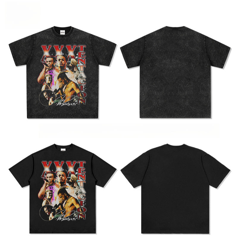 Marcas streetwear usa vintage hip hop XXX print short sleeve t-shirt hundred