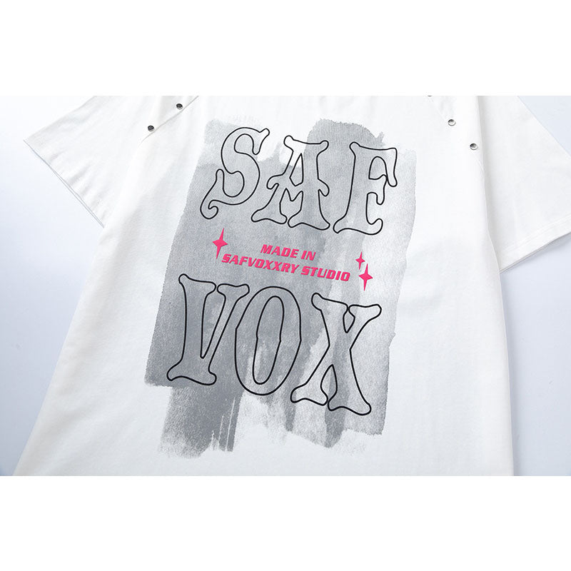 Vintage Tišö Rt Alphabet Short Sleeve T-Shirt Summer Loose Casual
