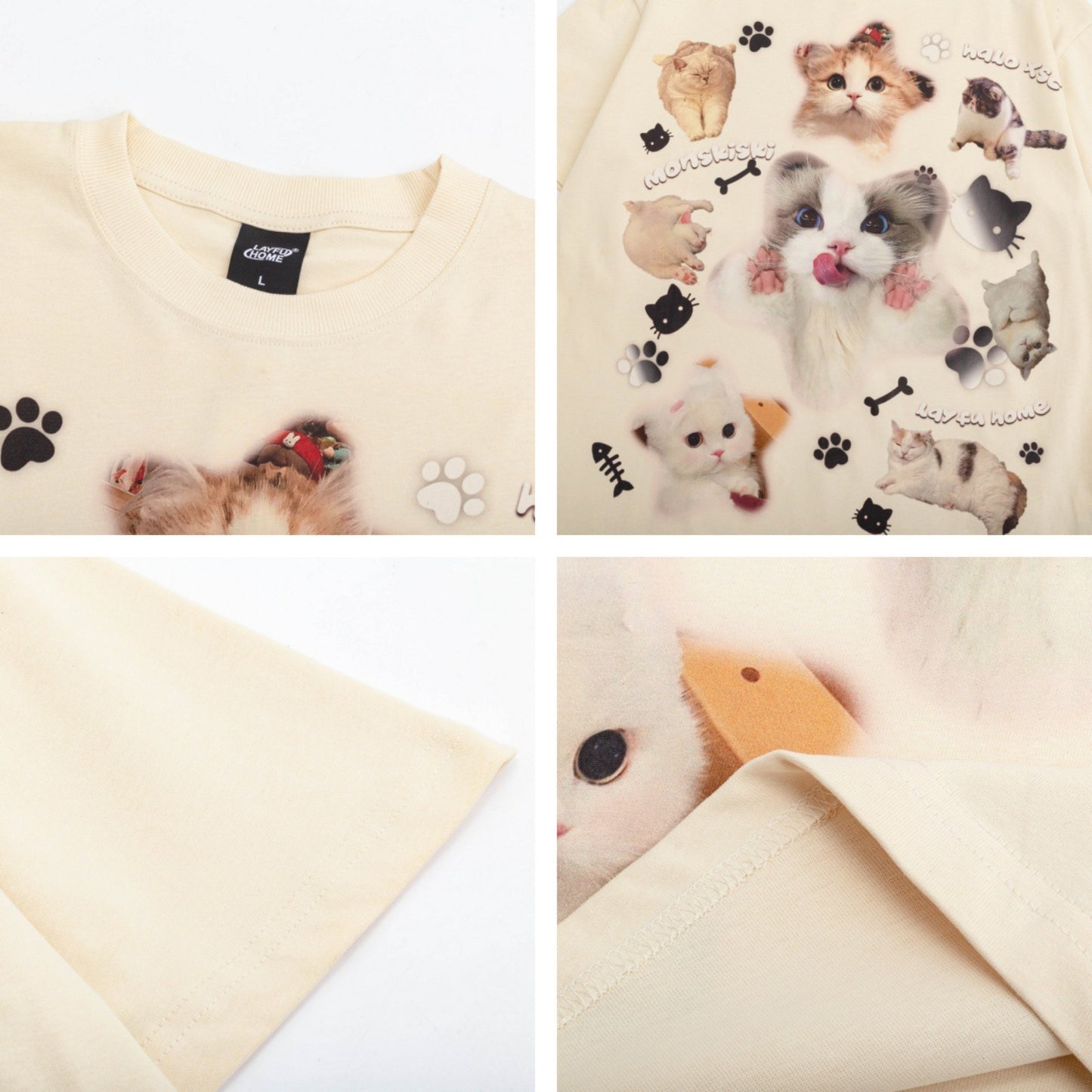 Vintage tarz t shirt vintage cat short sleeve t-shirt summer loose casual top