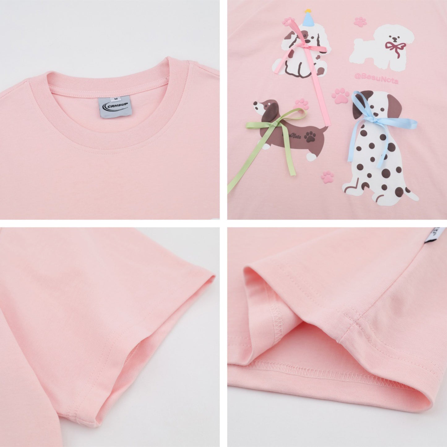 Distorted vintage puppy short sleeve t-shirt summer loose casual top