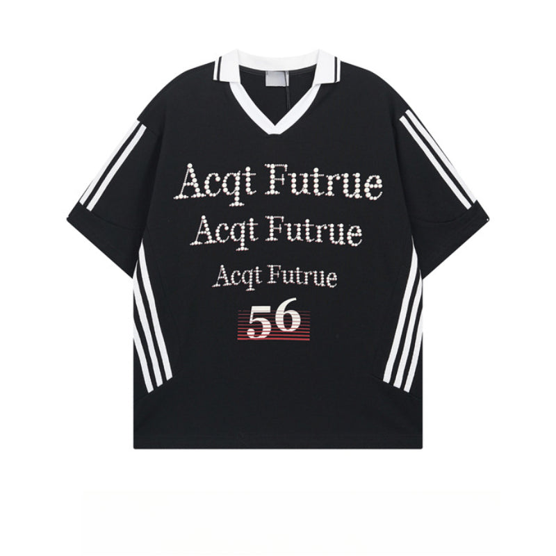 Racing oversized t shirt vintage jersey alphabet print short-sleeved t-shirt sports loose casual top
