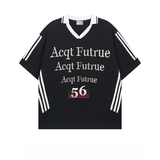 Racing oversized t shirt vintage jersey alphabet print short-sleeved t-shirt sports loose casual top