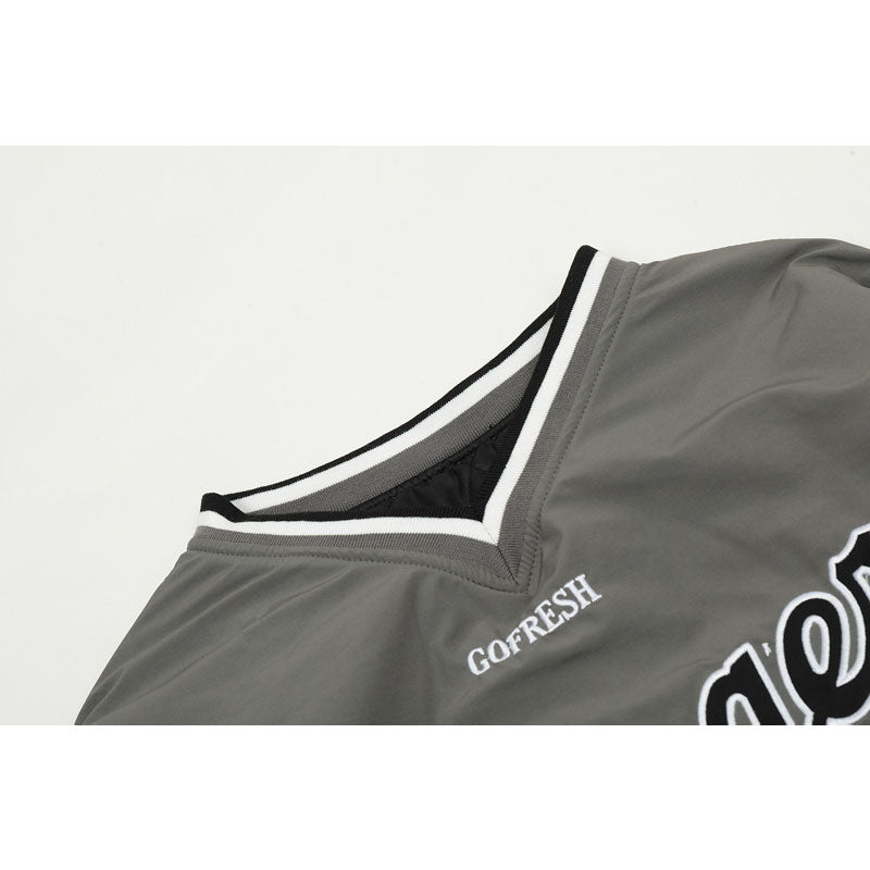 Streetwear Hoodie Alphabet Embroidered V-Neck Jersey Sweater Winter Hip Hop Loose Sports Jacket
