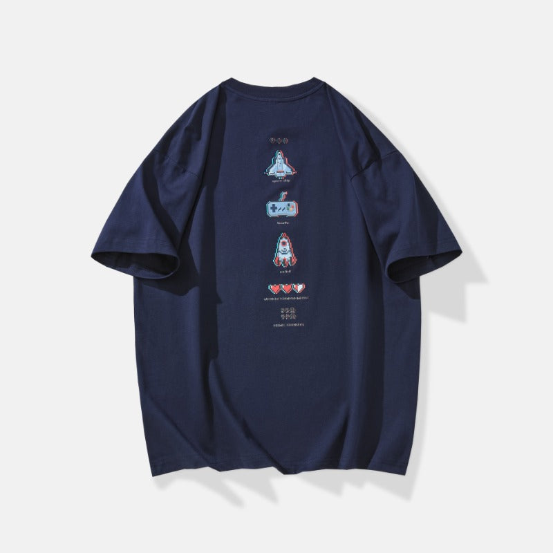 Men T-shirts Summer Short Sleeve Loose Printed Top