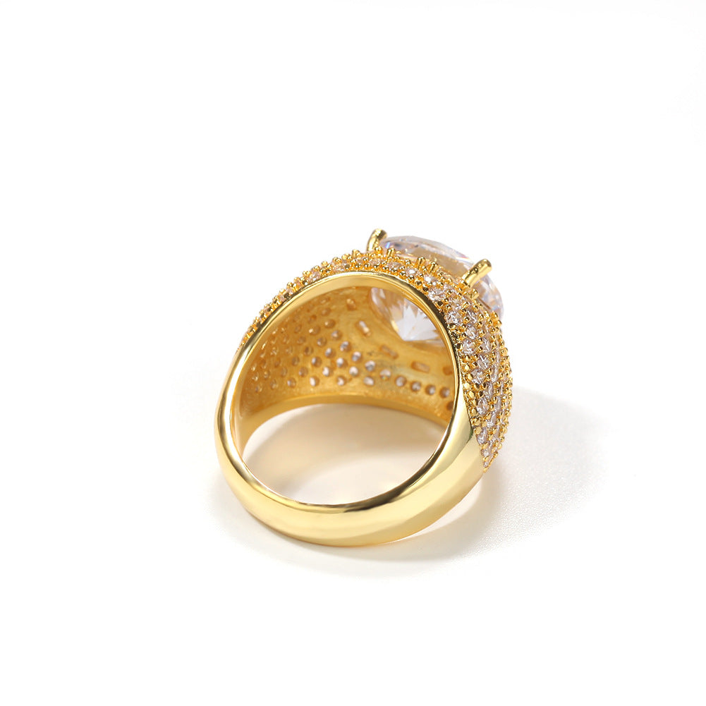 Rings Hip Hop Ring Copper Zircon Large Diamond Arc St. Valentine's Spectrum
