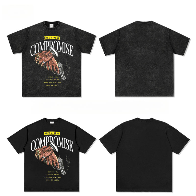 New york hip hop shop summer vintage print short sleeve t-shirt