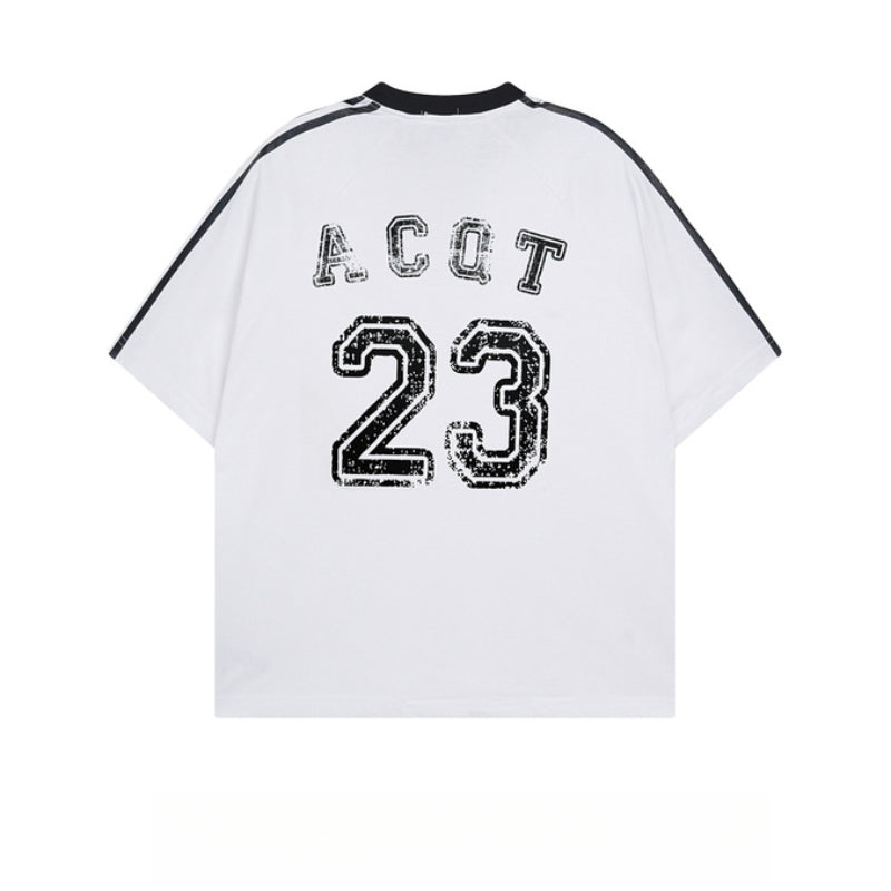 Racing oversized t shirt v-neck short-sleeved men's t-shirt summer