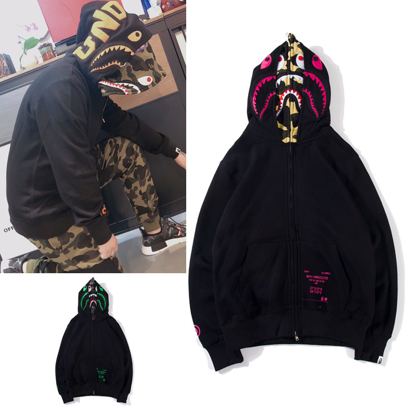 Ape Hoodie Zip Cardigan Double Hat Shark Sweater Jacket
