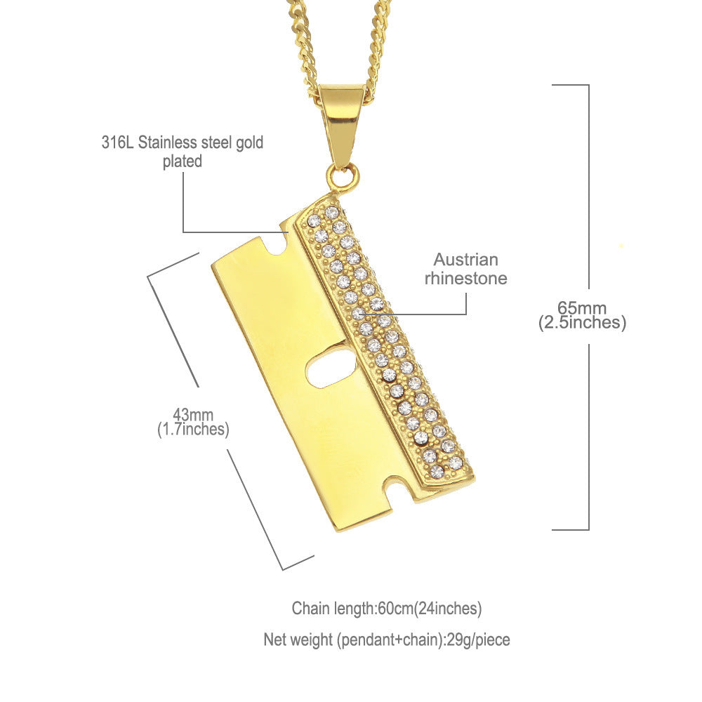 Jewelry Rap Fashion Stainless Steel Gold Plated Creative Pendant Necklace Armament rapper