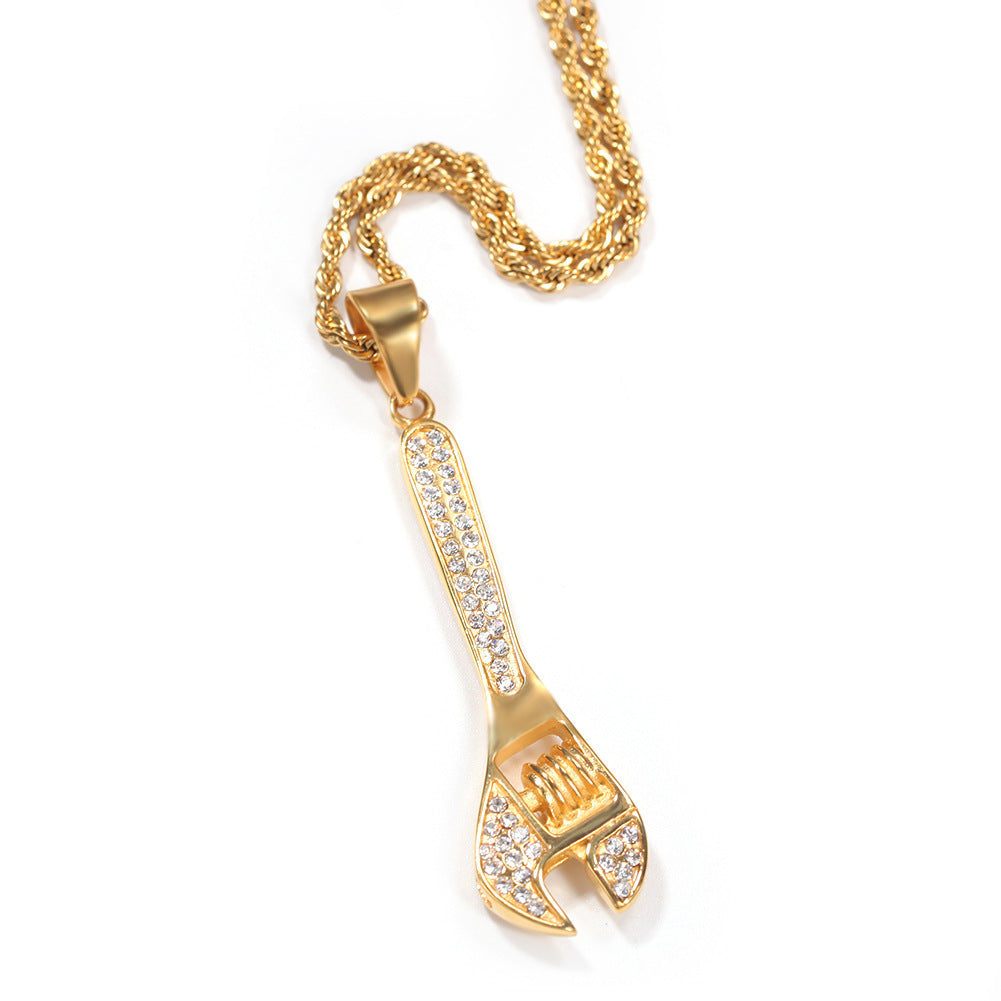 Jewelry Rap Fashion Stainless Steel Gold Plated Creative Pendant Necklace Armament rapper