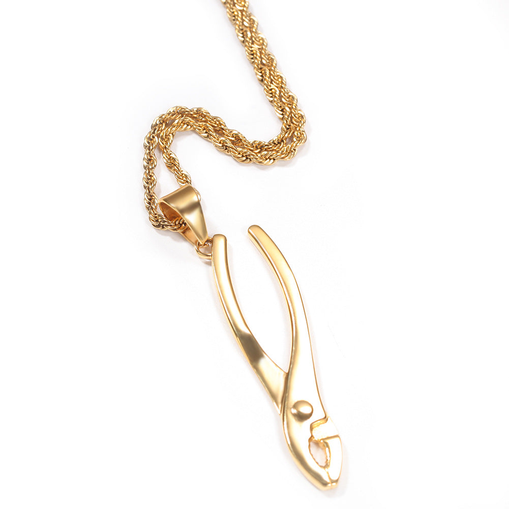 Jewelry Rap Fashion Stainless Steel Gold Plated Creative Pendant Necklace Armament rapper