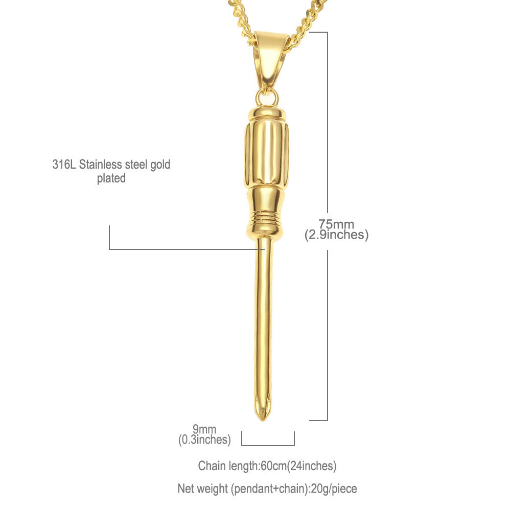 Jewelry Rap Fashion Stainless Steel Gold Plated Creative Pendant Necklace Armament rapper