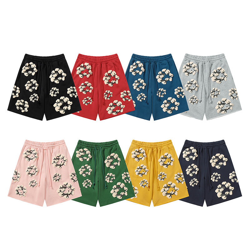 Denim Tears Shorts Yellow floral cotton